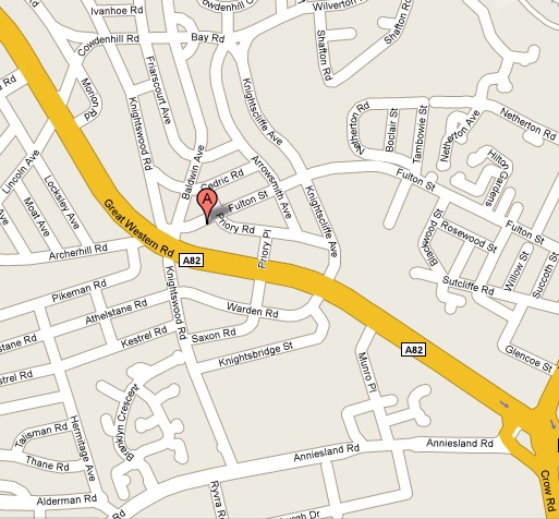 Map showing the location of Knightswood FCC Map showing the location of Knightswood FCC